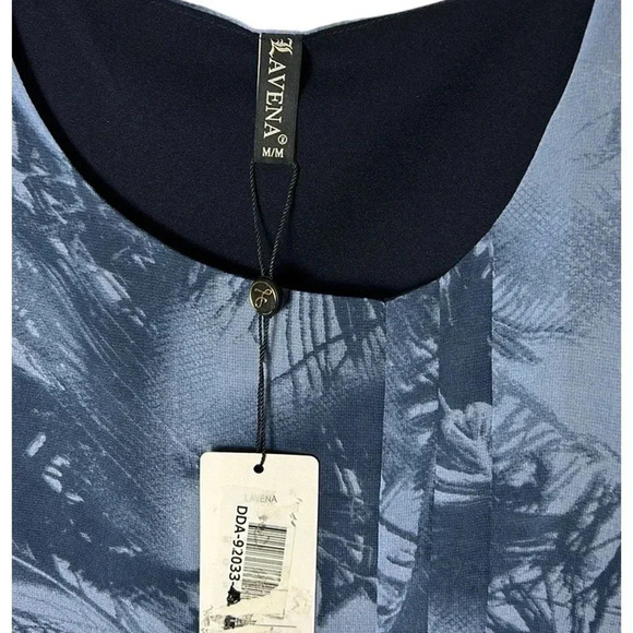 Vintage NWT dress women M. Blue,sleeveless,pleats, sheer overlay,career,fairy - Picture 6 of 12